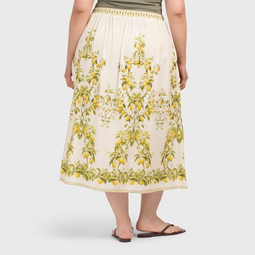 MAX STUDIO | Floral Border Print Midi Skirt w/ Pockets! | NWT - Picture 4 of 7